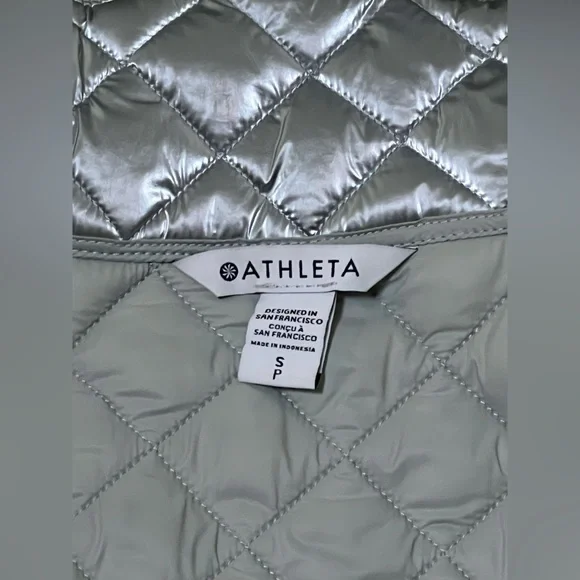 Athleta Whisper Featherless Metallic Jacket Silver Women's Small size - Picture 13 of 13